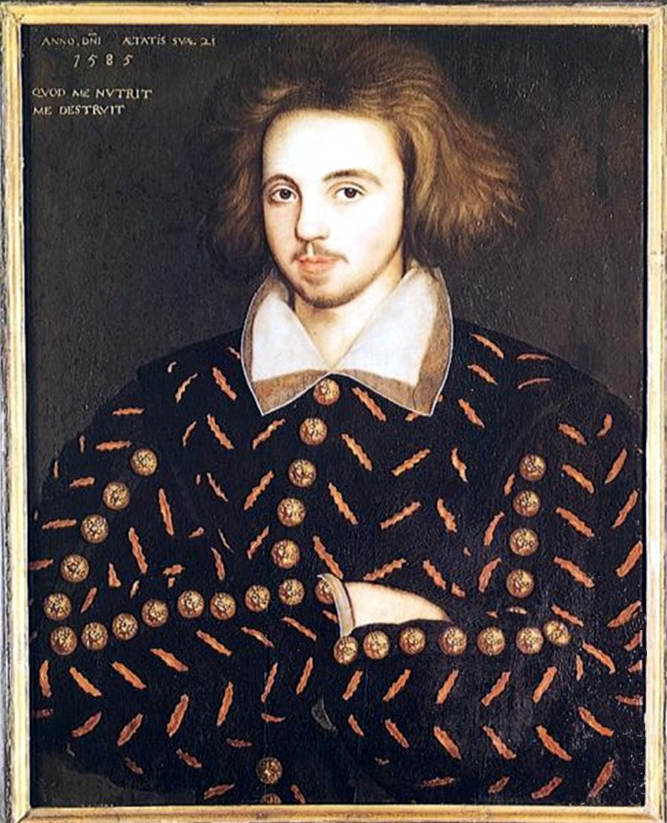 Портрет неизвестного из Кембриджского колледжа Тела Христова. Многие исследователи считают, что на нем изображен К. Марло